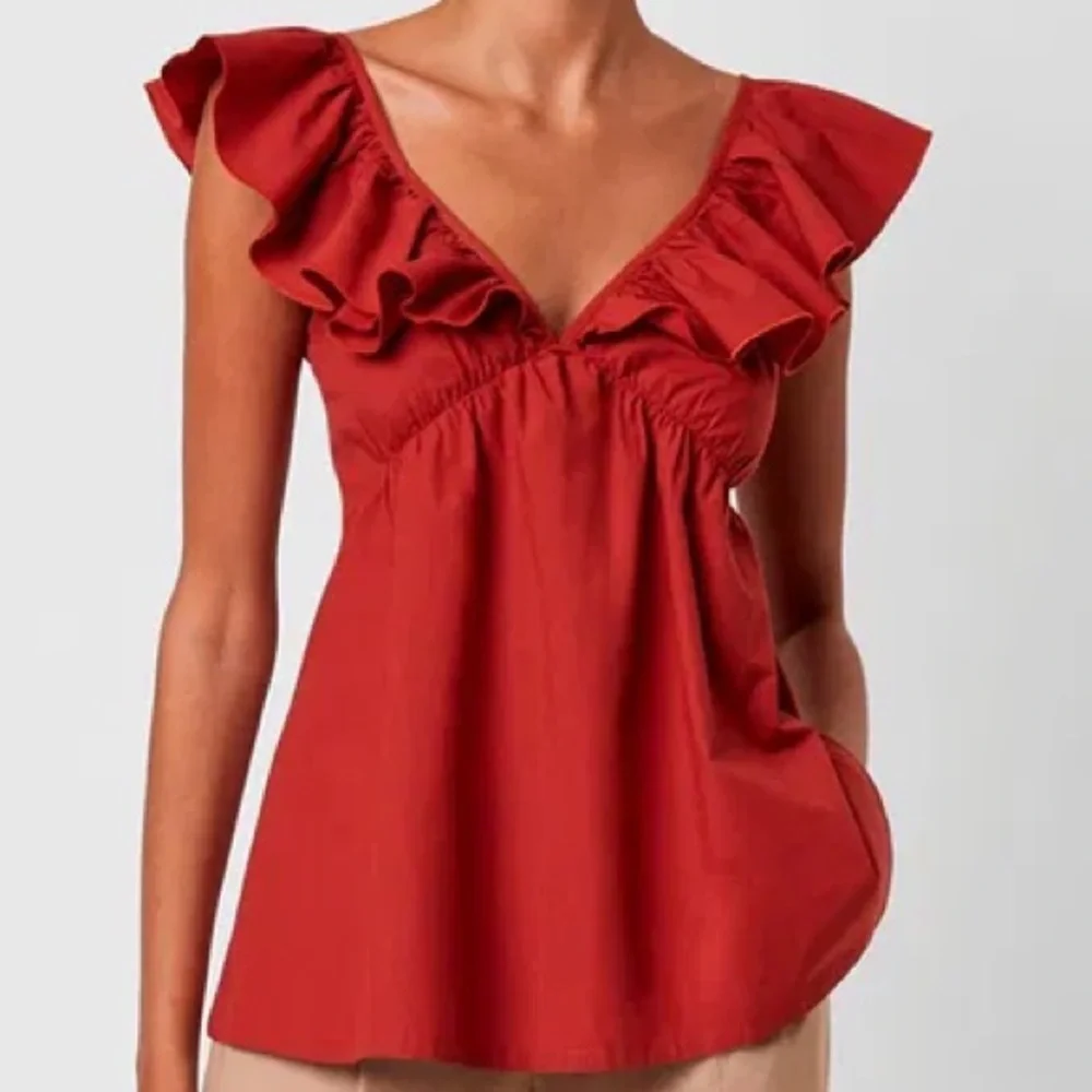 French Connection Azana Ruffle V Neck Top - Picture 3 of 7